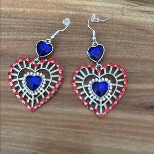 Paparazzi Red and Silver Heart Earrings